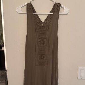 Roxy Olive Sleeveless Dress or cover up with Lace Detail